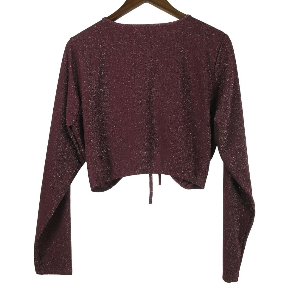Savage Fenty Burgundy Sleep & Shine long sleeve cropped tee 3X NEW Coquette - Picture 4 of 9